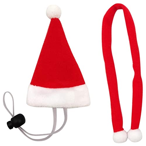 Bufanda con gorro de Papá Noel, rojo, verde, ajustable, juegos de gorro navideño para mascotas, perro, gato, más cálido, gorro de Papá Noel para mascotas, juego de bufanda para fiesta de Navidad