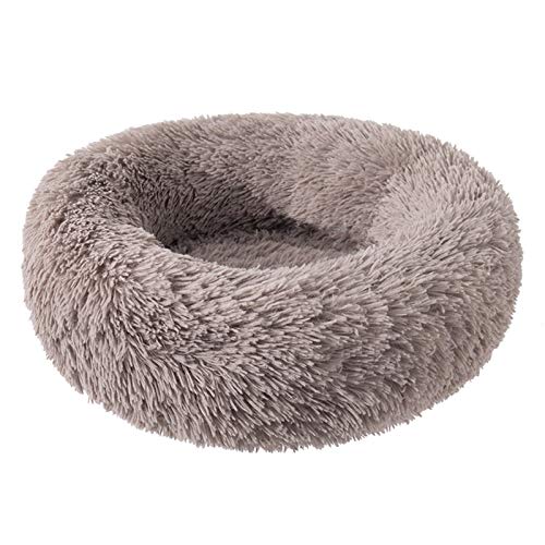 BVAGSS Cama de Felpa Deluxe Plush Redonda de Pelo Nido de Donut para Mascotas Deluxe para Gatos y Perros XH034 (Diameter:40cm, Light Brown)