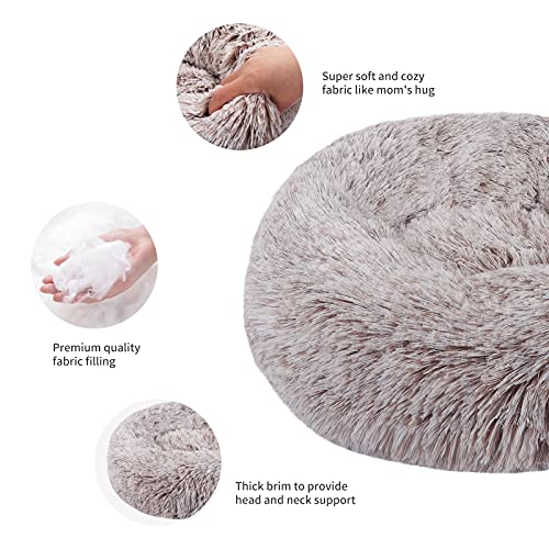 BVAGSS Cama de Gato Extra Suave Cómodo Lindo Lavable de la Cama Sleeping Sofa para Mascotas Deluxe para Gatos y Perros XH062 (Diameter:40cm, Gradient Khaki)