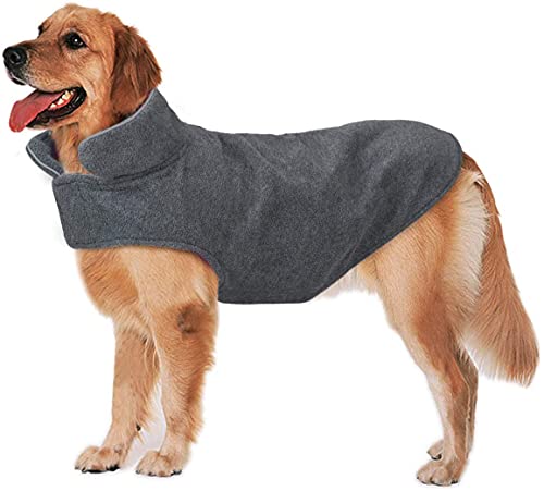 Bwiv Abrigo para Perros Chaqueta abrigadora de Invierno Ropa para Perros de Lana con Orificio para Cuerda de tracción Chaleco para Perros cálido con Tiras Reflectantes Gris 3XL