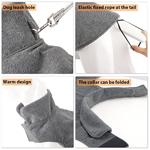 Bwiv Abrigo para Perros Chaqueta abrigadora de Invierno Ropa para Perros de Lana con Orificio para Cuerda de tracción Chaleco para Perros cálido con Tiras Reflectantes Gris 3XL