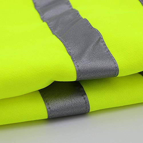 Bwiv Chalecos de Seguridad para Perros Mascota Chaqueta Gato Capa Vientre Protector Franja Reflectante Espesamiento Tela con Correa Agujero Amarillo Verde 5XL(Longitud de Espalda 70cm,Pecho 80-90cm)