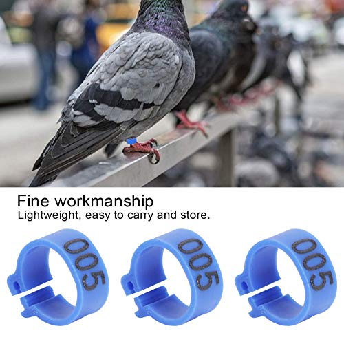 BWLZSP 100Pcs Anillos de pie de pájaro Bandas, 10 mm 001-100 Palomas numeradas Clip de identificación Anillo de Palomas de Suministro de Aves Anillo de Pata de Ave para Palomas mensajeras y (Azul)