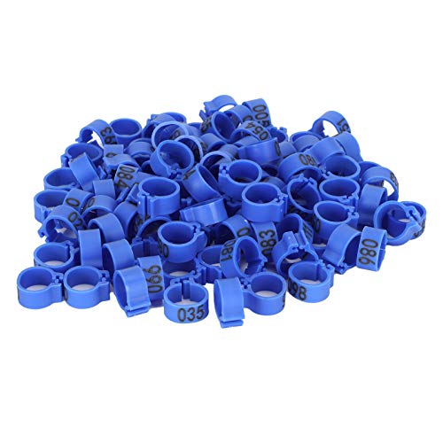 BWLZSP 100Pcs Anillos de pie de pájaro Bandas, 10 mm 001-100 Palomas numeradas Clip de identificación Anillo de Palomas de Suministro de Aves Anillo de Pata de Ave para Palomas mensajeras y (Azul)