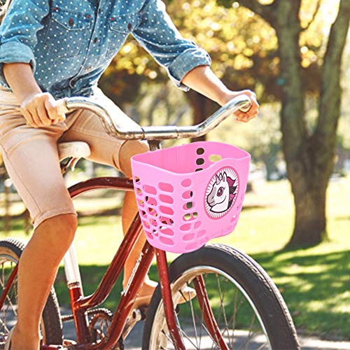 BYARSS Cesta de la Bici, Tenedor de Compras del Ciclo de la Bici de la Cesta Delantera Linda de la Vespa de la Bicicleta al Aire Libre para los niños de los niños(Rosado)