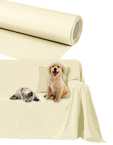 Byour3® Funda De Sofá Impermeable 3 4 2 Plazas Protector Sofás Anti Rasguños Pelos Perros Gatos Animales Niños Lona Sofa Algodón Cubre Todo También por Chaise Longue (Marfil, 3/4 plazas 400 x 300 cm)