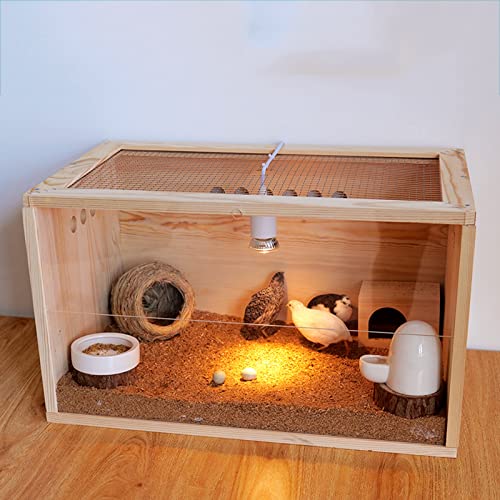 Caja de incubadora de pollos con lámpara de calefacción, casa de madera para animales pequeños, caja de incubadora para calentar pollitos recién nacidos o pájaros enfermos y heridos,60*36*36cm