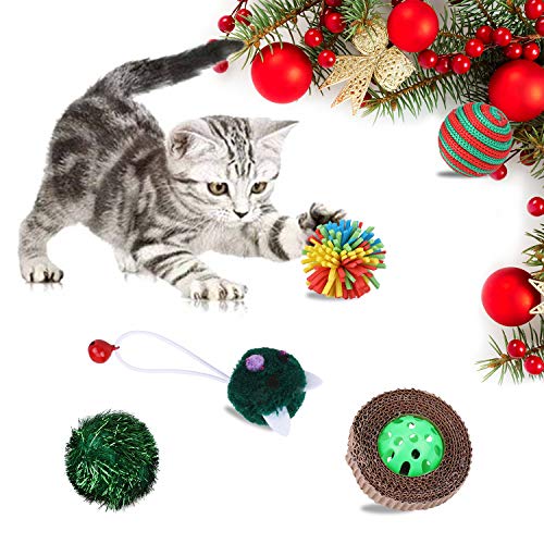 Calcetín navideño para Mascotas, Juguete Interactivo para Masticar QKURT Xmas para Cachorro Gatito - 10 Paquetes