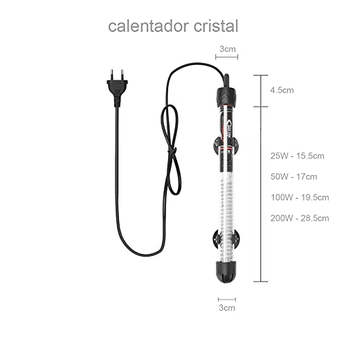 Calentador Acuario 10 litros hasta 400 litros Pecera Peces Agua Caliente Potencia Temperatura Ajustable Control Temperatura 25W 50W 100W 200W 500W (Cristal 50W 20-50L)