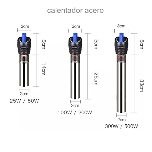 Calentador Acuario 10 litros hasta 400 litros Pecera Peces Agua Caliente Potencia Temperatura Ajustable Control Temperatura 25W 50W 100W 200W 500W (Cristal 100W 50-100L)