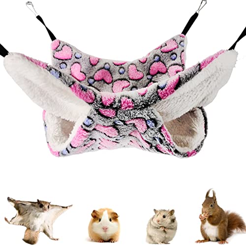 Cama Colgante para Animales pequeños Hamaca para Mascotas Hamaca para Animales Pequeños Doble Capa con Gancho Hamaca para Ardillas Gatos hámsters erizos Ratas, Conejos u Otras 30*30cm