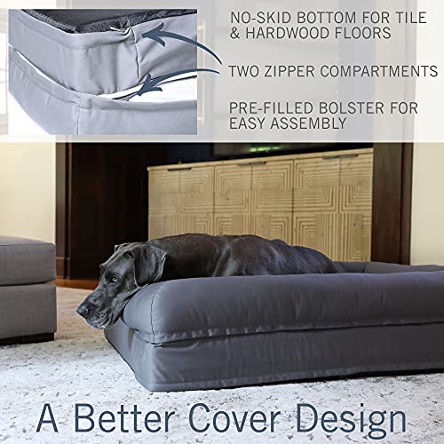 Cama de espuma viscoelástica para perros medianos y grandes, Gris (Jumbo Bed), 127 x 102 x 33 cm