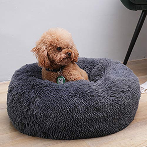 Cama de Gato Donut Base Cama Redonda Impermeable Antideslizante Lavable a Máquina Duradera para Mascotas Cama de Lujo Mullida para Perros Cachorros Gatitos (40cm | Negro)