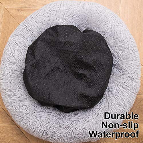 Cama de Gato Donut Base Cama Redonda Impermeable Antideslizante Lavable a Máquina Duradera para Mascotas Cama de Lujo Mullida para Perros Cachorros Gatitos (40cm | Negro)