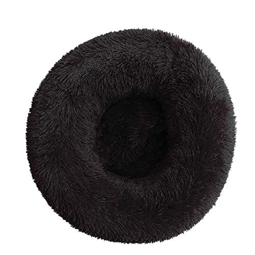 Cama de Gato Donut Base Cama Redonda Impermeable Antideslizante Lavable a Máquina Duradera para Mascotas Cama de Lujo Mullida para Perros Cachorros Gatitos (40cm | Negro)