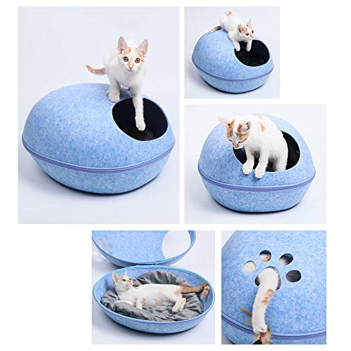 Cama de Gatos Casa de Mascotas Nido Suave Cueva para Animales Domésticos Perros Hechos de Fieltro Natural Jaula para Dormir Descansar (Rosa Adecuado para Gatos de hasta 15 KG)