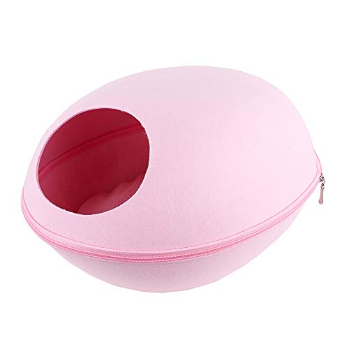 Cama de Gatos Casa de Mascotas Nido Suave Cueva para Animales Domésticos Perros Hechos de Fieltro Natural Jaula para Dormir Descansar (Rosa Adecuado para Gatos de hasta 15 KG)