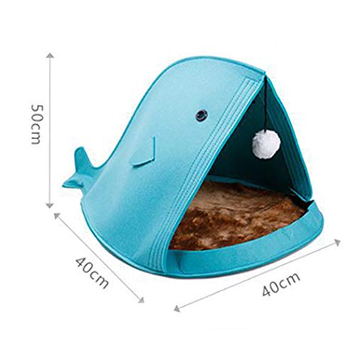 Cama de nido de perro con forma de tiburón cálido para mascotas, cama plegable de fieltro extraíble y lavable creativa, casa para gatos pequeños Four Seasons Universal, 40 * 40 * 50 cm (color: gri