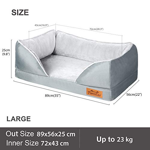 Cama de perro para mascota, cama de espuma viscoelástica para perros grandes, sofá ortopédico impermeable, cama para perro, funda extraíble, lavable, 89 x 56 cm