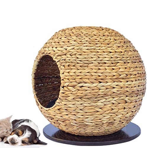 Cama nido para perro Casa de mascotas de ratán hecha a mano Caseta de gato Perrera Extraíble y lavable Pequeño perro Mordedura Estaciones Nido Mano de obra exquisita caseta casa mascotas ( Color : A )