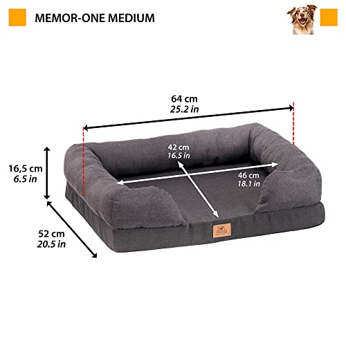 Cama ortopédica para Perros MEMOR-One M Memory Foam Espuma de Memoria, Retirable Funda Extraíble, Lavable