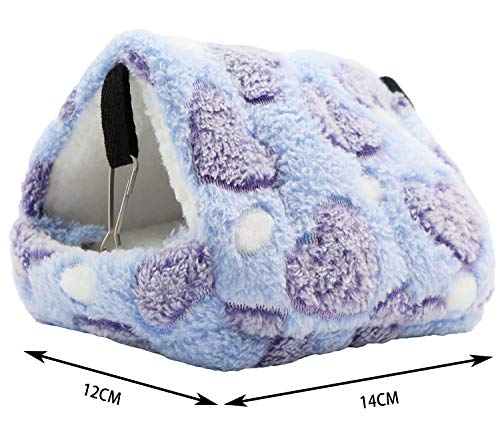 Cama para Animales Pequeños Portátil Casa de Invierno de Peluche, Algodón, Cama para Nido, Multifuncional con Esterilla Extraíble, Cueva para Hámster, Cobaya, Chinchilla, Ardilla, Erizo.