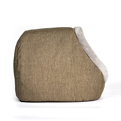 Cama para Gatos Suave Cueva Suave Gato Un Nido de Mascotas Mediano Carpa para Gatos con cojín Interior 37*33*27cm (S93, Marron)