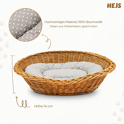 Cama para gatos y perros de mimbre natural – Cesta para perros con cojín suave – Cueva para gatos resistente a la humedad, el polvo y el sol – Cama para mascotas pequeñas (gris)