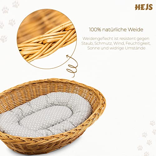 Cama para gatos y perros de mimbre natural – Cesta para perros con cojín suave – Cueva para gatos resistente a la humedad, el polvo y el sol – Cama para mascotas pequeñas (gris)