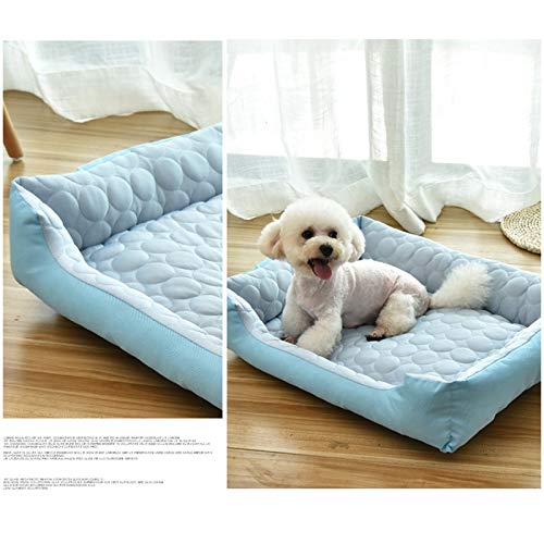 Cama para Mascotas Cama De Gato De Perro De Verano Pet Cool Mat Cold Pet House Cojín para Dormir Cachorro para Colchón Mediano Grande para Enfriador De Perros (Color : Blue, Size : XL 80x60x15cm)