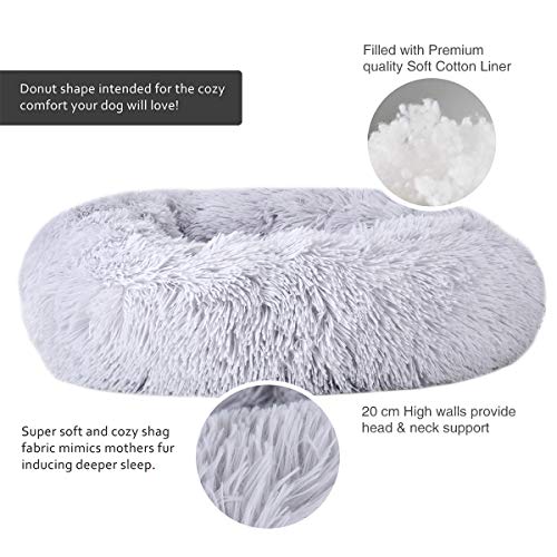 Cama para Mascotas, Cama para Gatos con una Alfombra Suave, Cama Redondo para Gatos Perros, Cama Suave de Felpa para Mascotas (Gris Clara+60 cm)