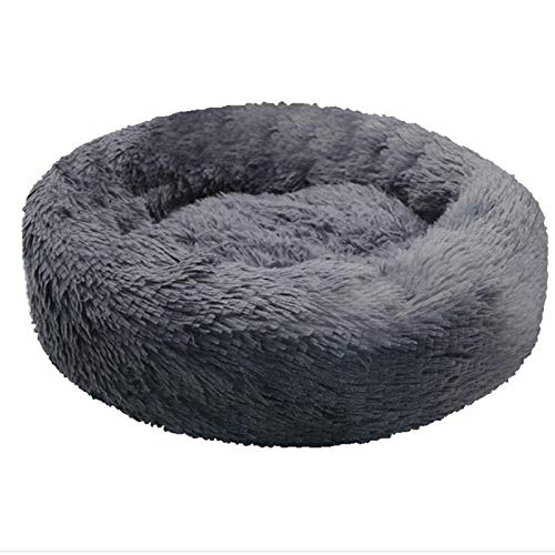 Cama para perro, cama para gato, donuts redondos, cojín para perros, sofá para perros,antideslizante, para perros pequeños y medianos (gris oscuro, diámetro 50 cm)