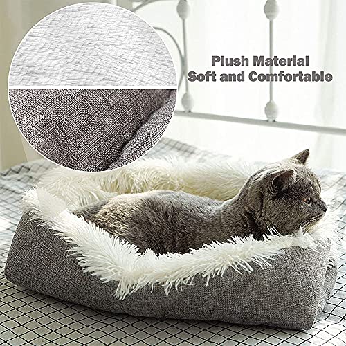 Cama para Perro y Gatos, Mascota Felpa Sofa Suave, Saco de Dormir para Perros y Gatos, Cama para Gatos Súper Suave, Lavable, 61x51cm, para Gatitos, Cachorros y Animales Pequeños (Blanco)