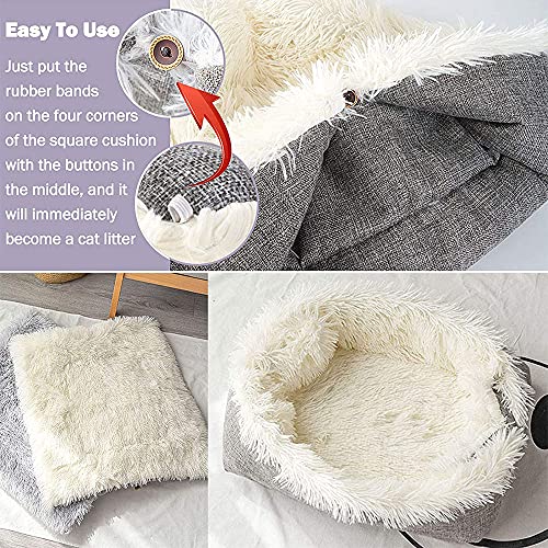 Cama para Perro y Gatos, Mascota Felpa Sofa Suave, Saco de Dormir para Perros y Gatos, Cama para Gatos Súper Suave, Lavable, 61x51cm, para Gatitos, Cachorros y Animales Pequeños (Blanco)