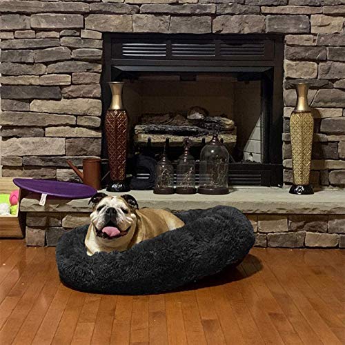 Cama para Perros Cama para Gatos Donut, Cama De Piel Sintética para Mascotas, Abrazador De Donas Que Se Calienta Automáticamente, Cómodas Camas Redondas De Felpa para Perros Y Gatos Grandes Y Median