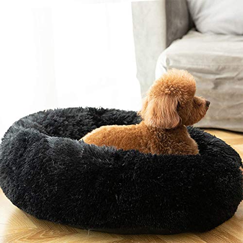 Cama para Perros Cama para Gatos Donut, Cama De Piel Sintética para Mascotas, Abrazador De Donas Que Se Calienta Automáticamente, Cómodas Camas Redondas De Felpa para Perros Y Gatos Grandes Y Median