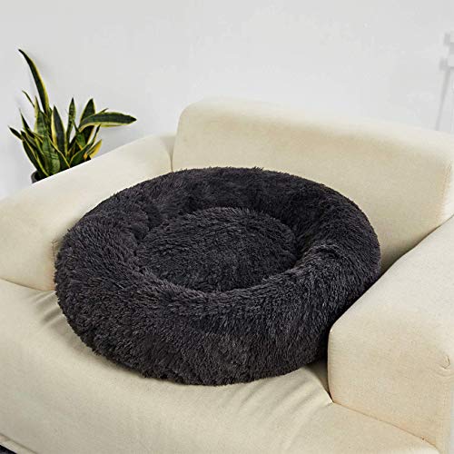 Cama para Perros Cama para Gatos Donut, Cama De Piel Sintética para Mascotas, Abrazador De Donas Que Se Calienta Automáticamente, Cómodas Camas Redondas De Felpa para Perros Y Gatos Grandes Y Median