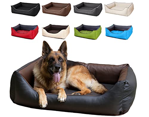 Cama para perros CopcoPet Rocco 2 en 1, impermeable y de piel sintética, con colchón de plástico para perros con espuma de copos o espuma viscoelástica ortopédica