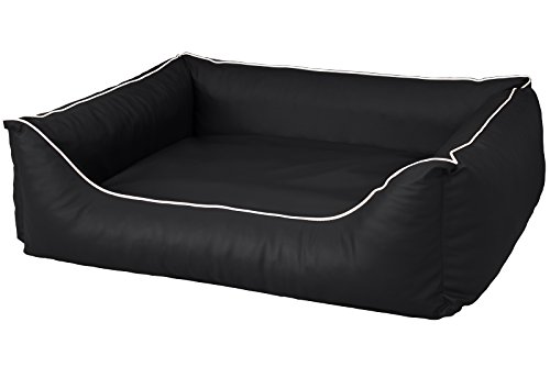 Cama para perros CopcoPet Rocco 2 en 1, impermeable y de piel sintética, con colchón de plástico para perros con espuma de copos o espuma viscoelástica ortopédica