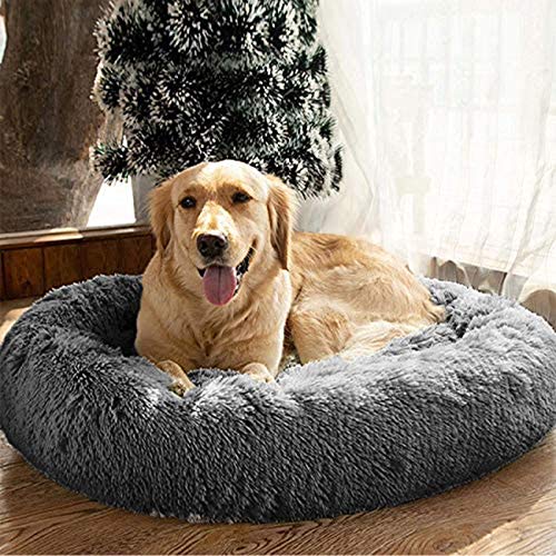 Cama para Perros De Felpa Suave, Cama Larga Y Cómoda, Que Se Calienta Y Se Calienta Automáticamente para Gatos Y Perros, Anti-ansiedad, Peluda, Relajante, Esponjosa, Lavable, Cama De Donas para Masc