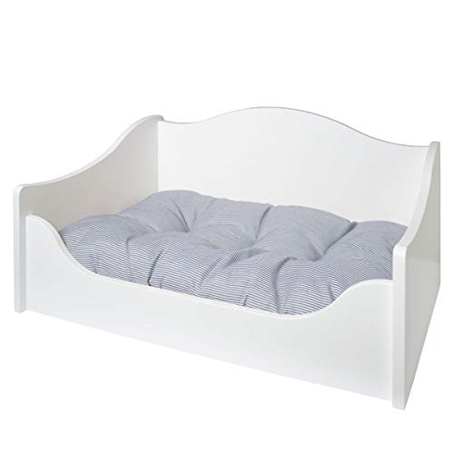 Cama para Perros de Madera Venecia (S, Rayas Azul)