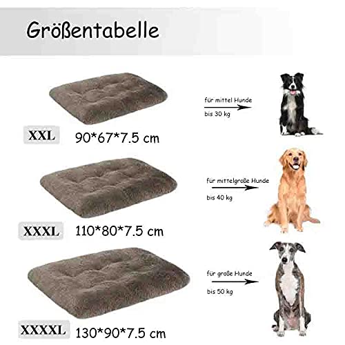 Cama para perros de peluche, cojín para perros y cama cuadrada para perros, lavable, antideslizante, cama para mascotas adecuada (4XL, caqui)