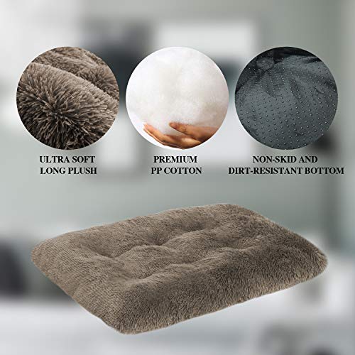 Cama para perros de peluche, cojín para perros y cama cuadrada para perros, lavable, antideslizante, cama para mascotas adecuada (4XL, caqui)