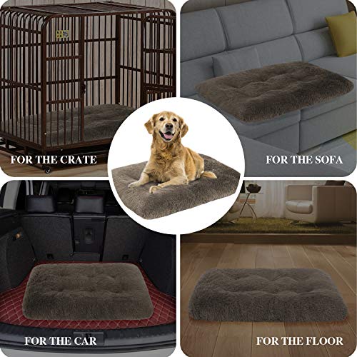 Cama para perros de peluche, cojín para perros y cama cuadrada para perros, lavable, antideslizante, cama para mascotas adecuada (4XL, caqui)