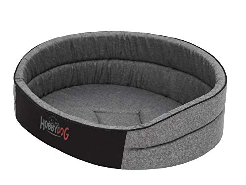 Cama para perros, gatos y mascotas, cojín redondo para perros, colchón para perros, cama para animales, sofá para perros, colchón, gris ecopiel, R9 - 87 x 74 cm