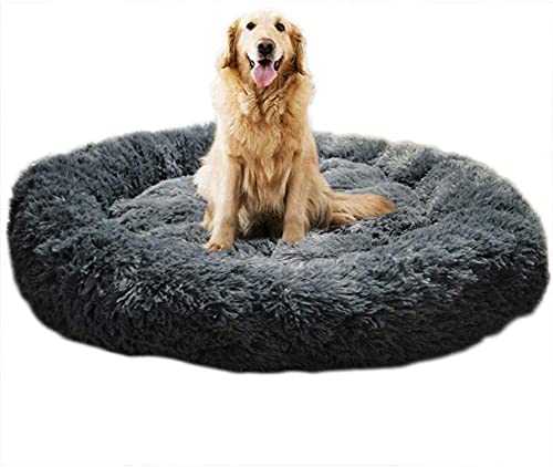 Cama para Perros Lavable Redonda y Esponjosa Súper Grande, Adecuada para Perros Grandes y Súper Grandes (Perrera Extraíble y Lavable),Black-120