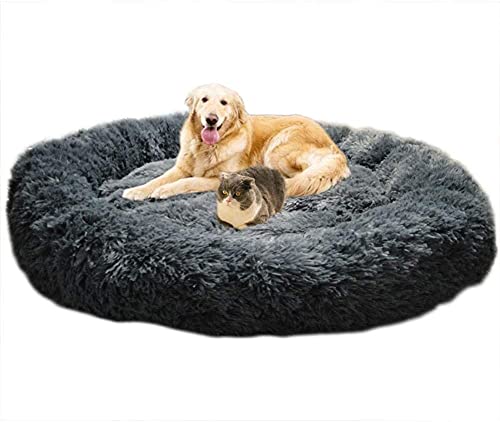 Cama para Perros Lavable Redonda y Esponjosa Súper Grande, Adecuada para Perros Grandes y Súper Grandes (Perrera Extraíble y Lavable),Black-120