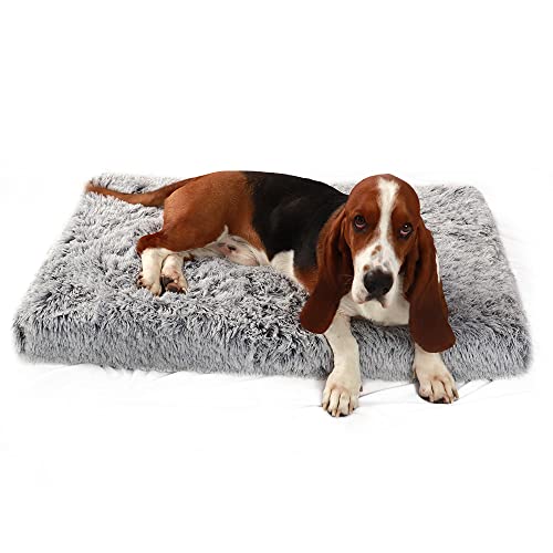 Cama para perros mediana Premium corrugado espuma viscoelástica cómodamente ortopédica camas para perros desmontables y lavables Alfombra para perros (L-gris+blanco)