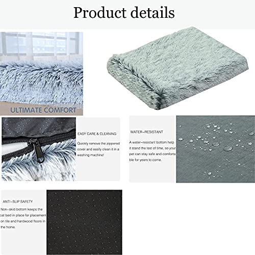 Cama para perros mediana Premium corrugado espuma viscoelástica cómodamente ortopédica camas para perros desmontables y lavables Alfombra para perros (L-gris+blanco)