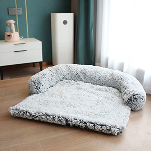 Cama para Perros, Perrera de Felpa Sofá Cama para Gatos Almohadilla Suave y Lavable Manta para Perros con Cojín Alfombra para Cama Antiestres Perro Lavable a Máquina, M Gray